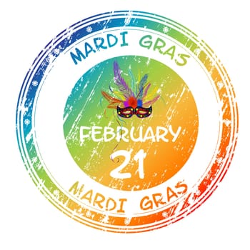 Mardi Gras grunge stamp for 2012 on white background