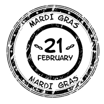Mardi Gras grunge stamp in black and white for 2012 on white background