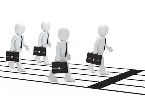 Business men with briefcase run for success