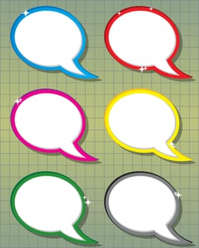 Speech bubbles, shiny glossy set in colors