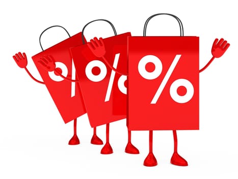Red sale percent bags stand and wave