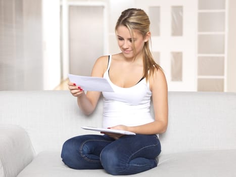 Young woman with mail