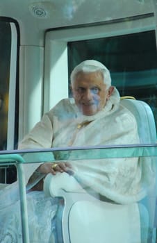 LISBON - MAY 11: 2010 Pope Benedict XVI, born Joseph Alois Ratzinger is the 265th and reigning Pope, he succeeded Pope John Paul II on May 11, 2010 in LISBON, PORTUGAL.