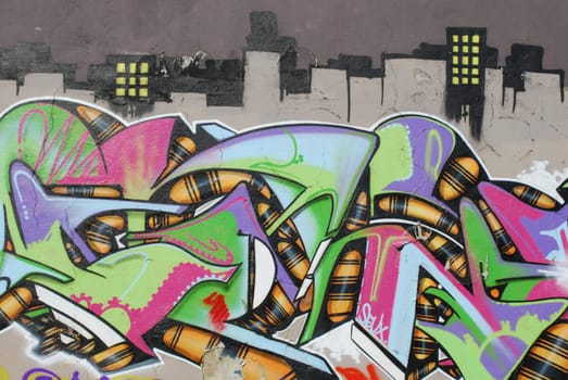 urban art on abandoned city places