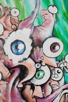 urban art on abandoned city places