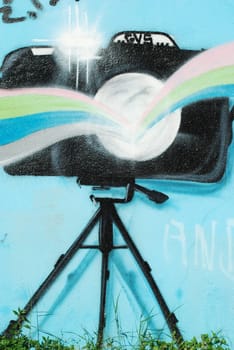urban art on abandoned city places