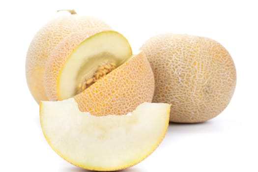 Fresh appetizing melon on a white background