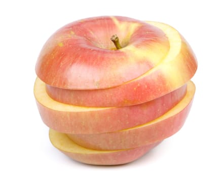 Fresh sliced apple on a white background. Close up.