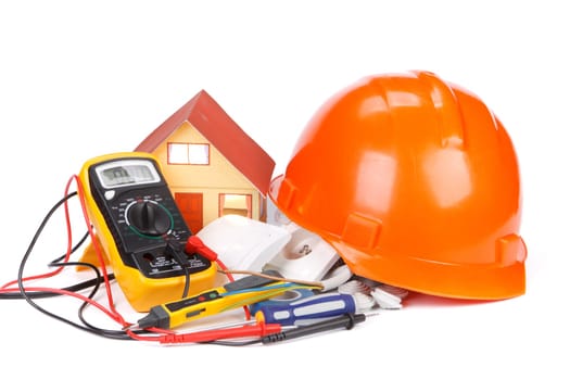 Electric equipment for apartment repair on a white background