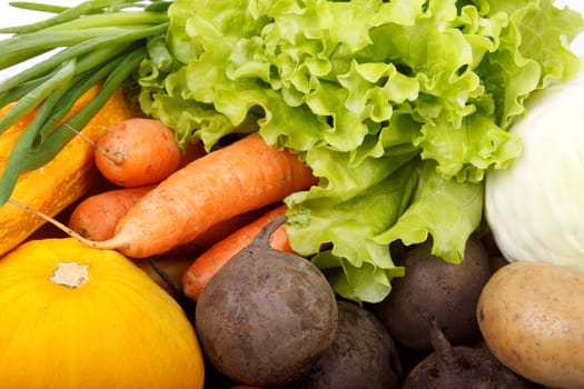 Abstract background from fresh vegetables on a white background.