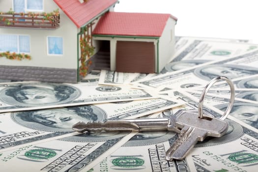 Miniature House and Money. Buying house concept