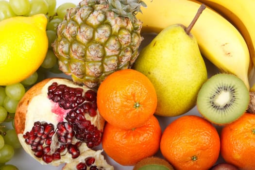 Still-life with fresh appetizing fruits. Close up.