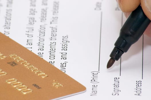 Signing of model release - close-up