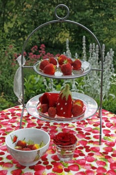 Decorated garden table