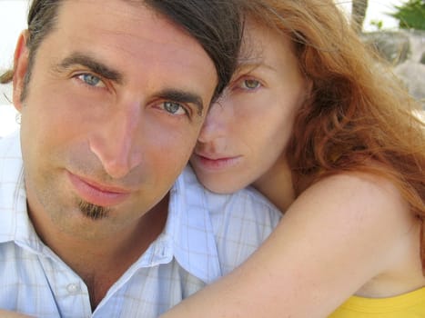 couple hug closeup portrait crop in outdoors
