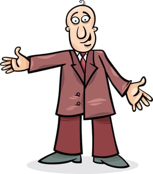 cartoon illustration of funny man in suit