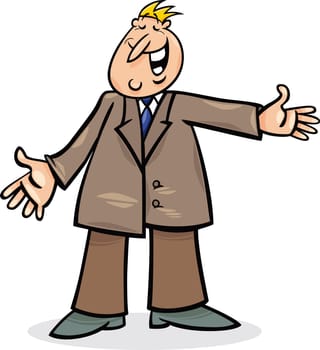 cartoon illustration of funny man in suit
