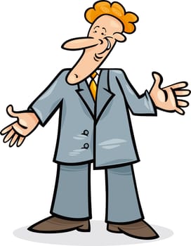 cartoon illustration of funny man in suit