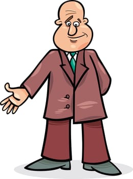 cartoon illustration of funny man in suit