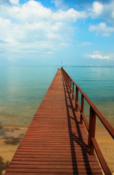 Wooden pier, bright turquoise sea, best place for tourism.