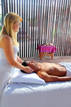 cranial sacral massage theraphy in Jungle cabin tropical rainforest