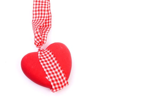 Ceramic vintage decorate heart isolated on white background and copy-space