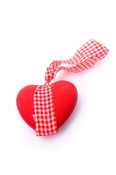 Ceramic vintage decorate heart isolated on white background and copy-space