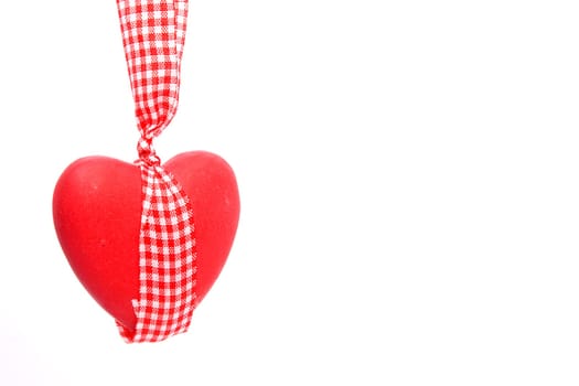 Ceramic vintage decorate heart isolated on white background and copy-space