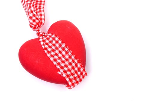 Ceramic vintage decorate heart isolated on white background and copy-space