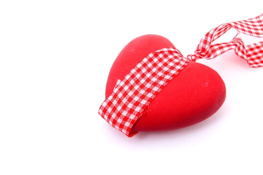 Ceramic vintage decorate heart isolated on white background and copy-space