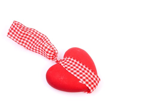 Ceramic vintage decorate heart isolated on white background and copy-space