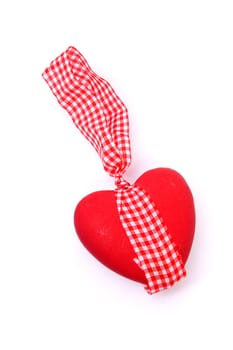Ceramic vintage decorate heart isolated on white background and copy-space