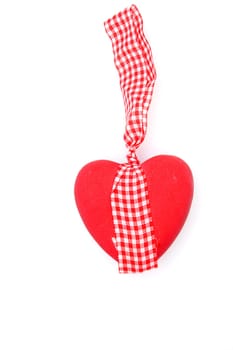 Ceramic vintage decorate heart isolated on white background and copy-space