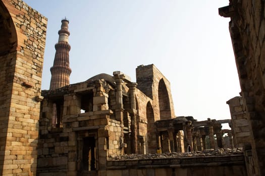 Stone structures in Qutub Minar Complex, New Delhi, India, Asia