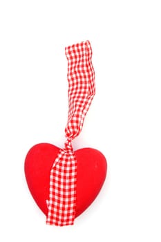 Ceramic vintage decorate heart isolated on white background and copy-space