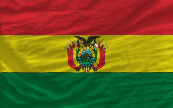 complete national flag of bolivia covers whole frame, waved, crunched and very natural looking. It is perfect for background