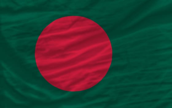 complete national flag of bangladesh covers whole frame, waved, crunched and very natural looking. It is perfect for background