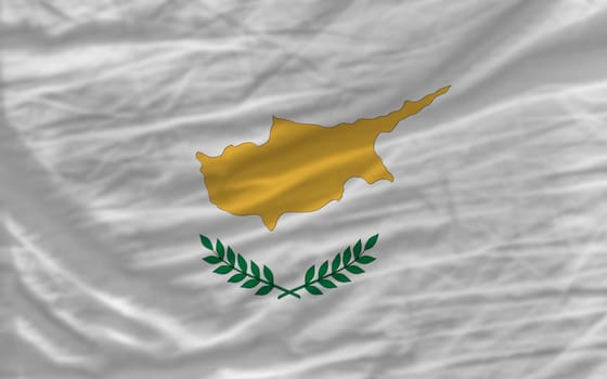 complete national flag of cyprus covers whole frame, waved, crunched and very natural looking. It is perfect for background