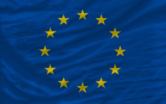 complete national flag of europe covers whole frame, waved, crunched and very natural looking. It is perfect for background