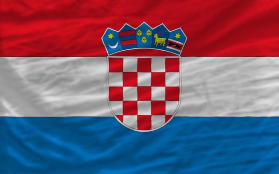 complete national flag of croatia covers whole frame, waved, crunched and very natural looking. It is perfect for background
