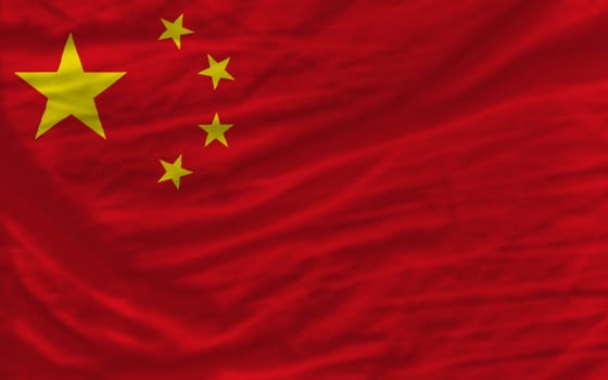 complete national flag of china covers whole frame, waved, crunched and very natural looking. It is perfect for background