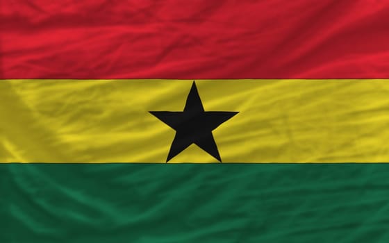 complete national flag of ghana covers whole frame, waved, crunched and very natural looking. It is perfect for background