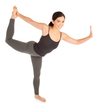 A young woman is exercising.
