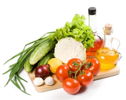 Fresh vegetables isolated on a white background.