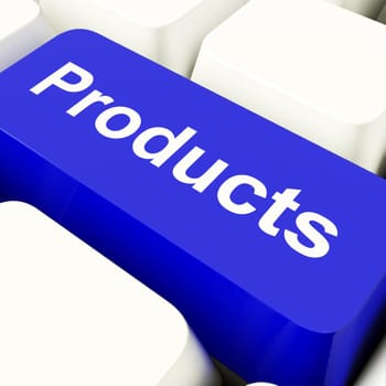 Products Computer Key In Blue Showing Internet Shopping