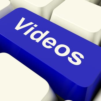 Videos Computer Key In Blue Showing Dvds Or Multimedia
