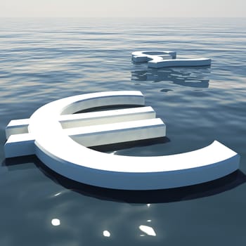 Euro Floating And Pound Going Away Showing Money Exchanges Or Forex