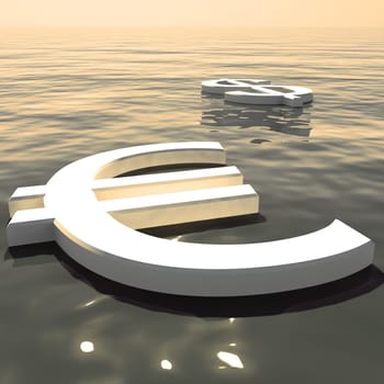 Euro Floating And Dollar Going Away Showing Money Exchanges Or Forex