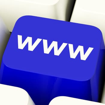 Www Computer Key In Blue Showing Online Website Or Internet