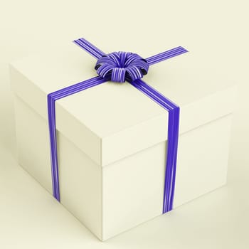 White Gift Box With Blue Ribbon As Birthday Present For Men
